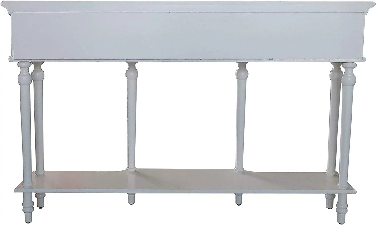 White Console Table with Mirrored Storage Drawers and Lower Shelf H962022