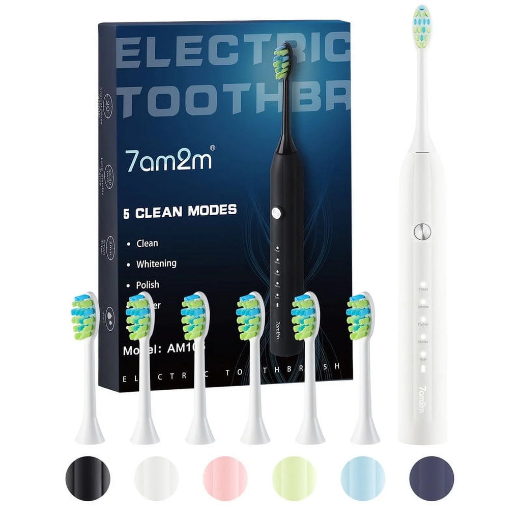 Sonic Electric Toothbrush with 6 Brush Heads, 5 Modes, Black M483531