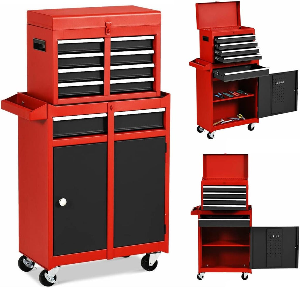 Red 5-Drawer Rolling Tool Chest with Wheels I9014