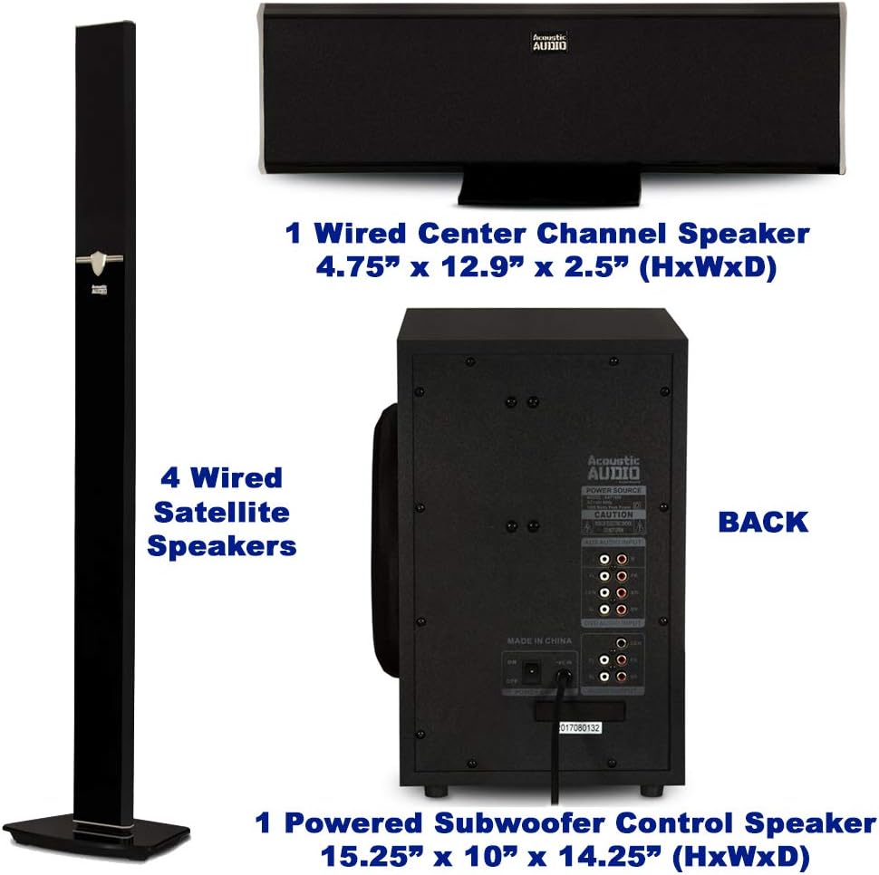 Bluetooth Tower 5.1 Speaker System with Optical Input 2 Mics and 2 Extension Cables D359687