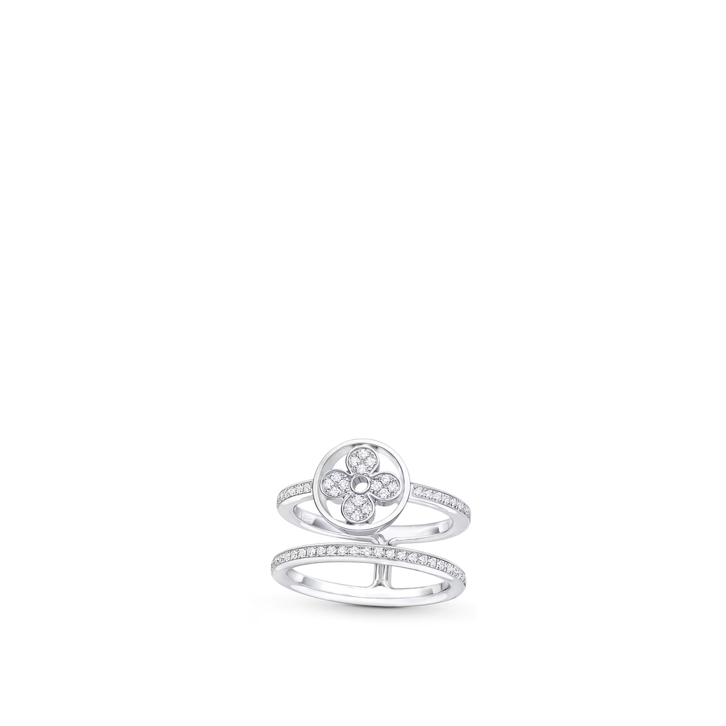 White Gold and Diamond Double Row Ring E193893