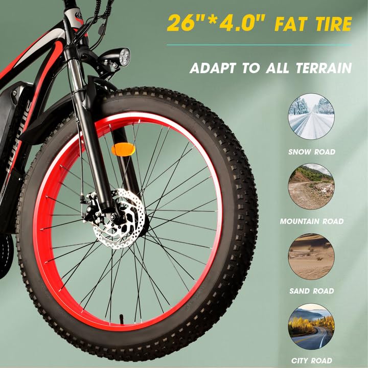 26'' Fat Tire Electric Bicycle with 750W Motor and 48V 13Ah Lithium Battery A439