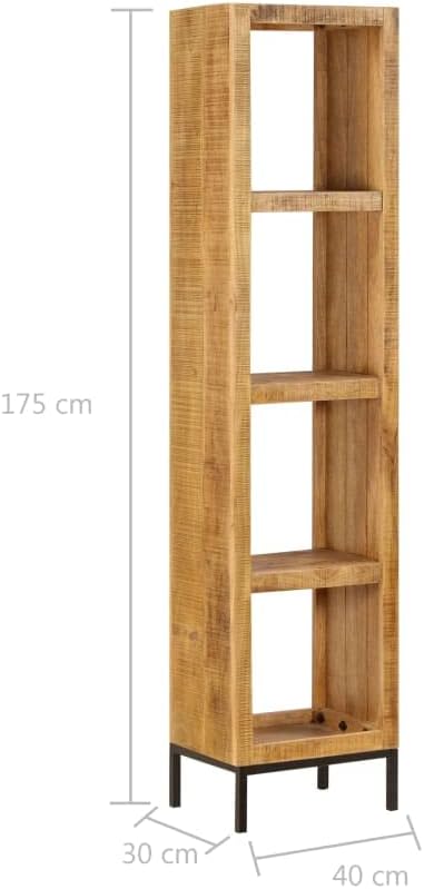 Solid Mango Wood Bookshelf with 4 Compartments G628131