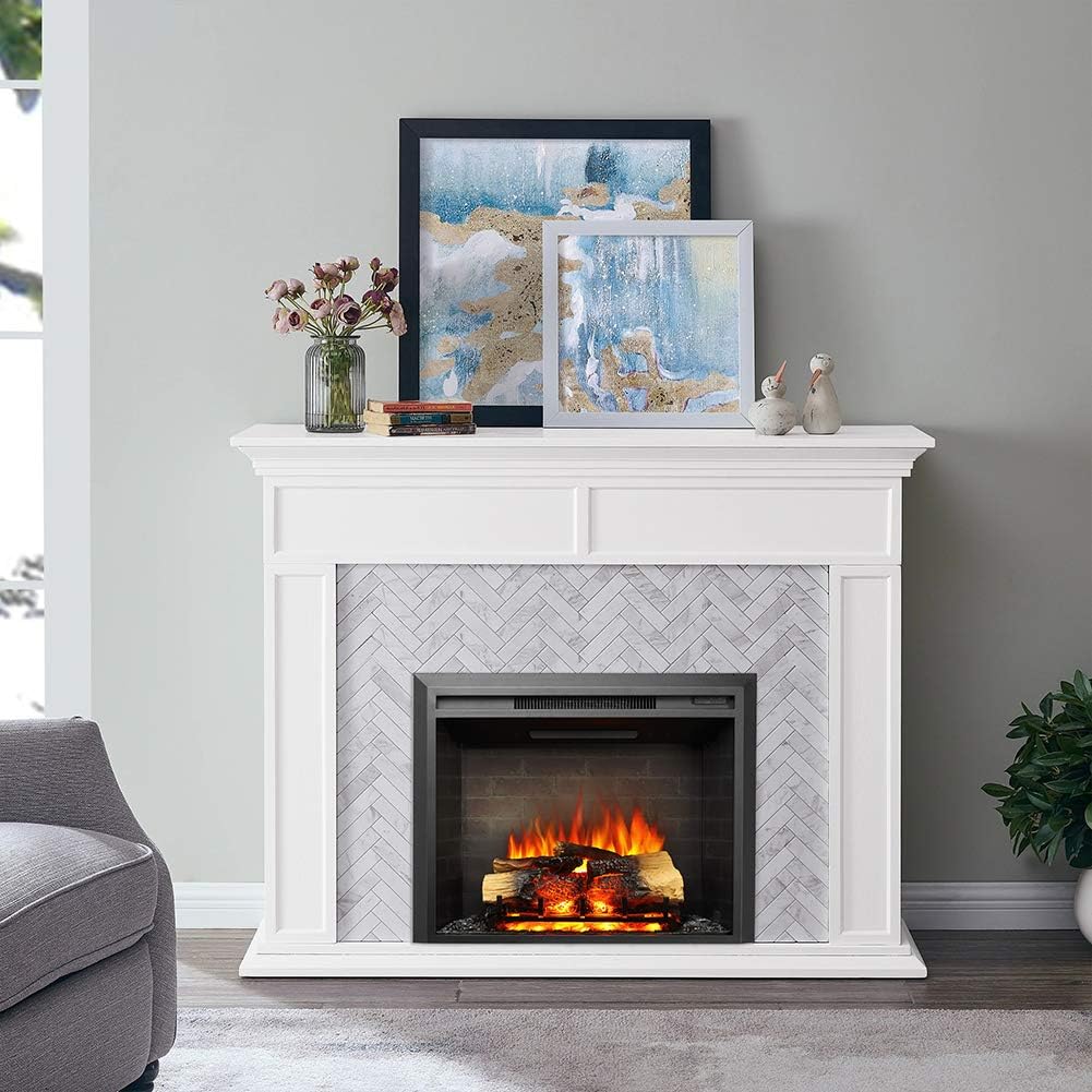 28 W Electric Fireplace Insert, 750/1500W Heater with Remote Control E878514