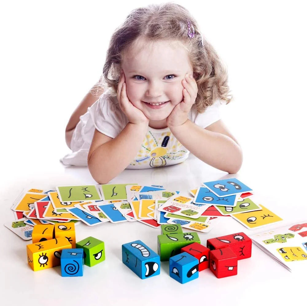 Wooden Expressions Matching Block Puzzle Toy Q339
