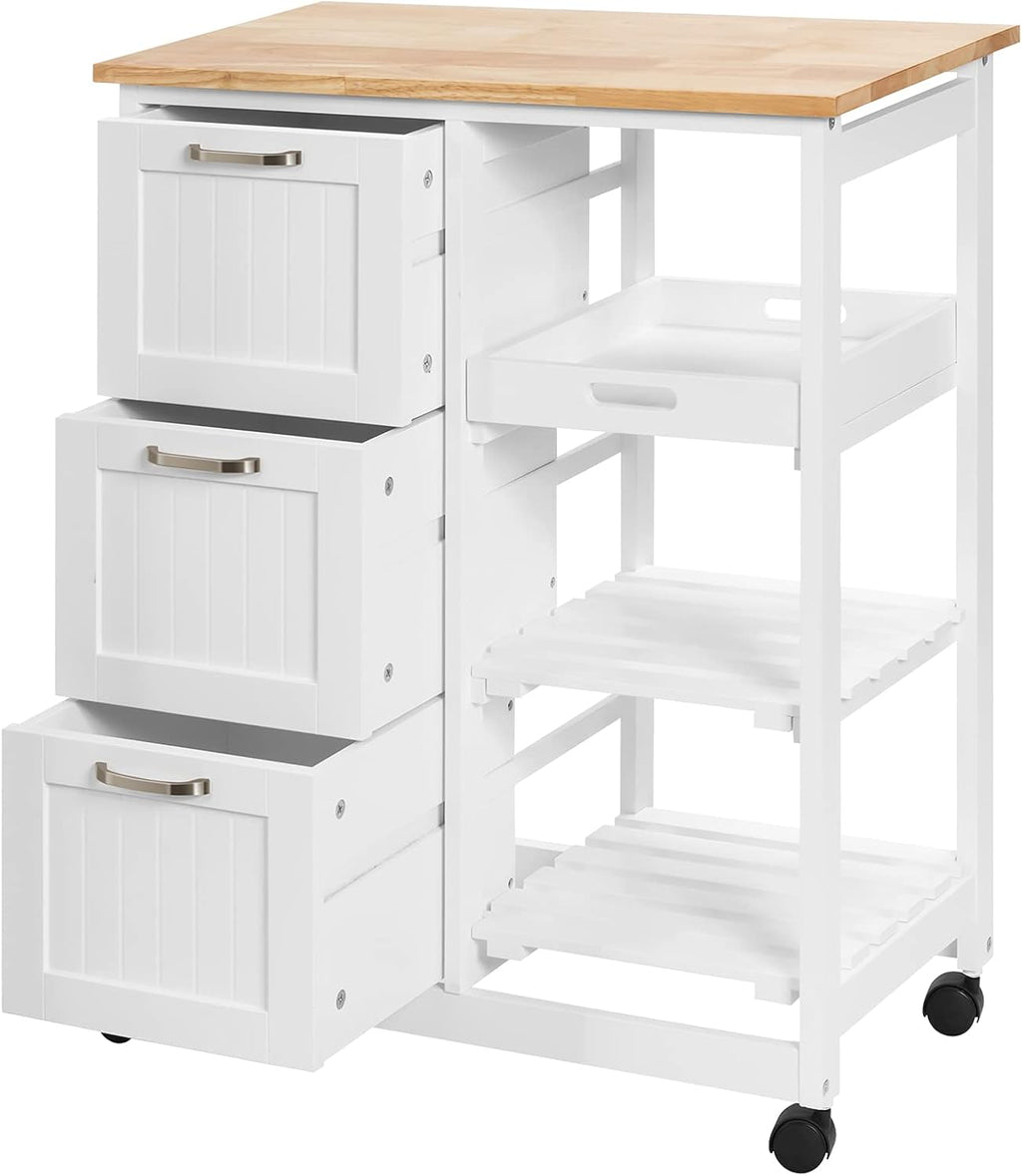 White Rolling Kitchen Island Cart with Storage G227635