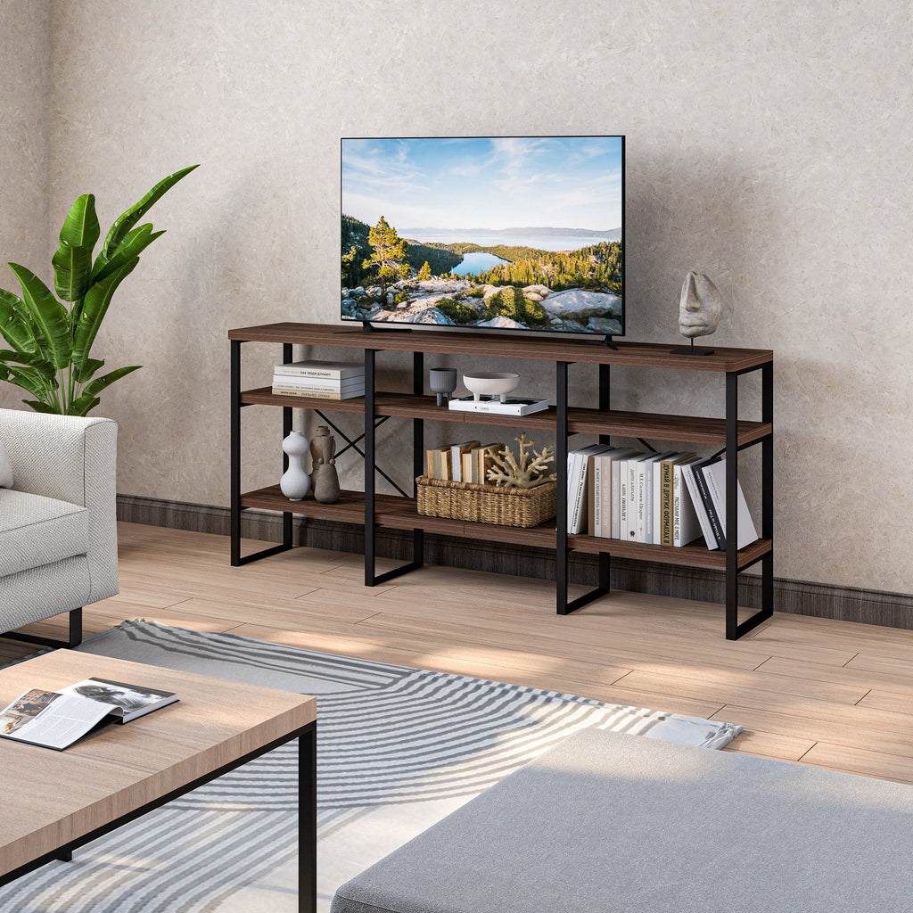 70" TV Stand with Wood Shelves C370125