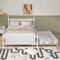 Espresso Full Size Wood Platform Bed Frame with Storage Bookcase and Trundle D575174