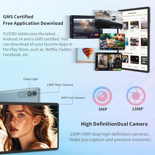 Android 15 Tablet with Keyboard, 26GB+256GB, 10.1 Inch, 8000 mAh, 5G WiFi, Dual Camera, 2 in 1, Black F2848