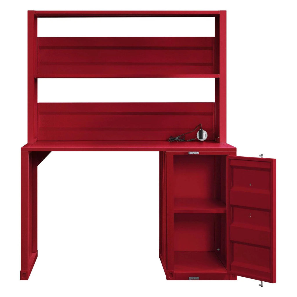 Metal Frame Desk and Hutch with Storage Base in Blue I693