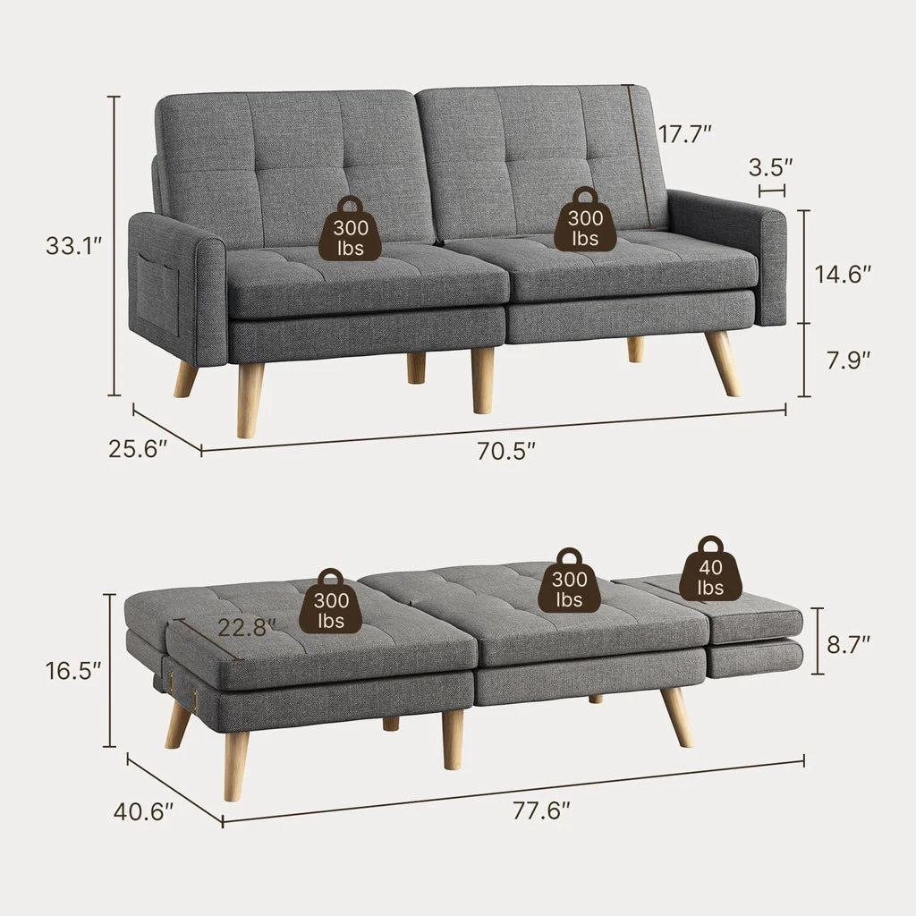 Dark Gray Convertible Futon Sofa Bed O6663
