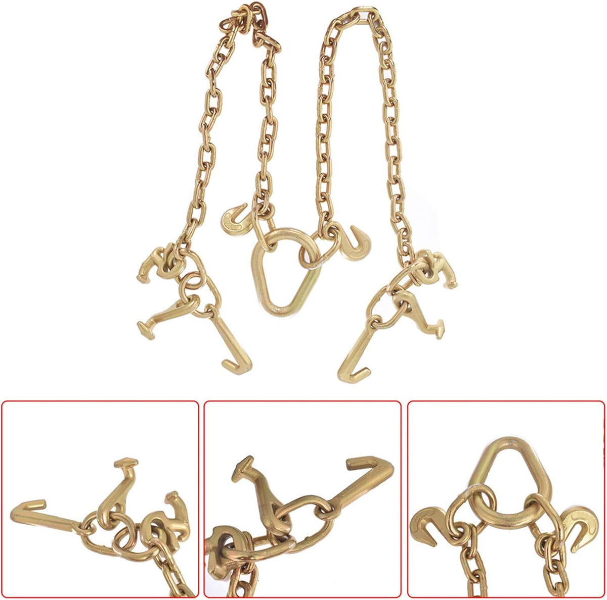 Tow Chain Grade 70 V-Bridle with Cluster Hooks, Pack of 2 R904