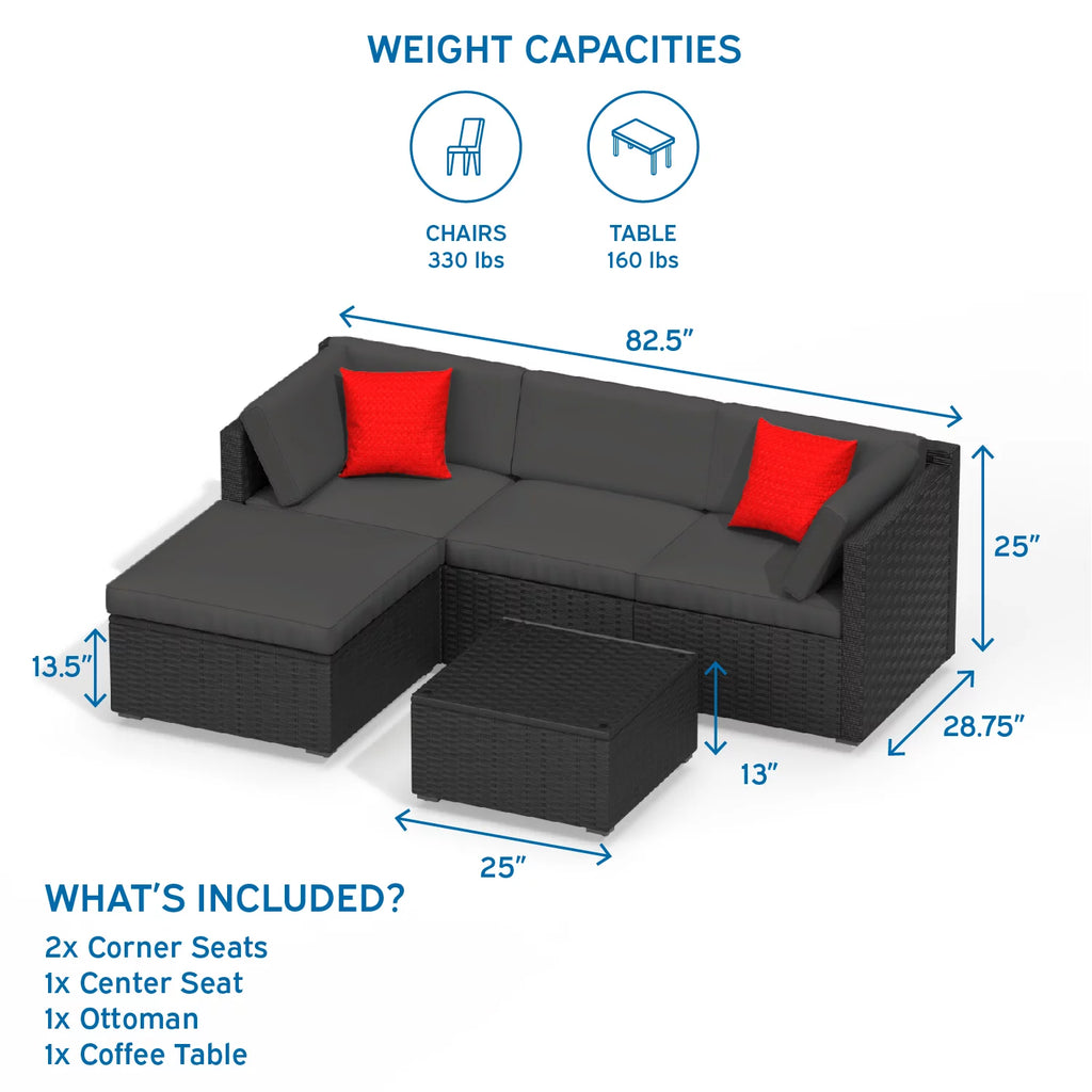 5-Piece Wicker Outdoor Patio Furniture Set K707