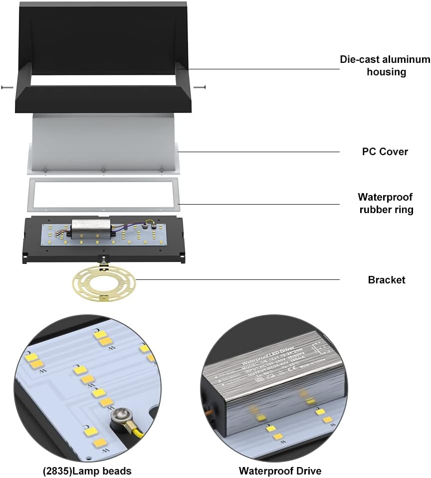 Wall Mounted LED Outdoor Lights 3 Colors 24 Watts O2151