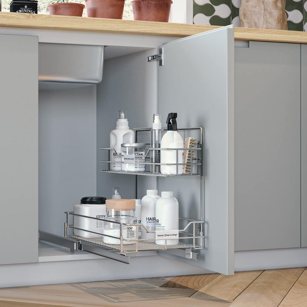 Pull Out Drawer Cabinet Organizer 2-Tier Under Sink Shelves Y922