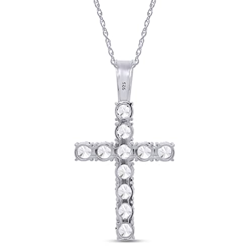 1/3 Round Cut Lab Created Moissanite Diamond Cross Tennis Pendant Necklace 14k Gold Over Sterling Silver Jewelry With 18" Chain E89419