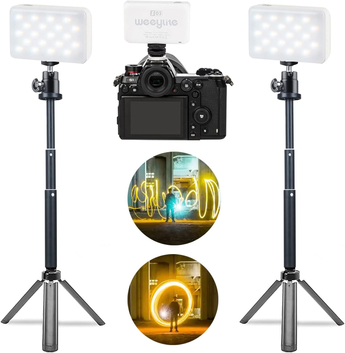 Portable LED Video Light Panel, 3300K-5600K On-Camera Photography Lighting Kit R9205