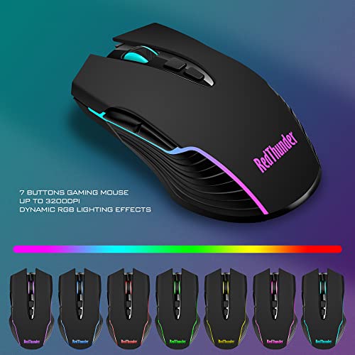 Wireless Gaming Keyboard and Mouse Combo with LED Backlit Rechargeable 3800mAh Battery, Mechanical Feel Anti-ghosting Keyboard and 7D 3200DPI Mice (Black) Y704