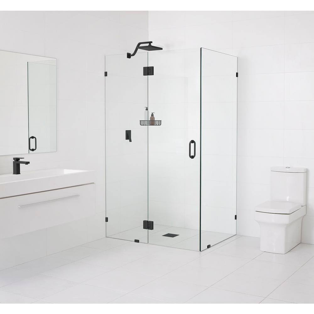 Matte Black Hinged Frameless Shower Door Y784