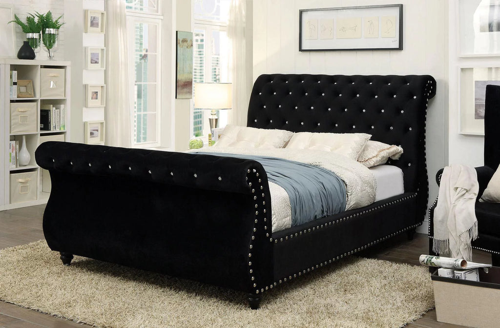 Black Solid Wood King Bed D232