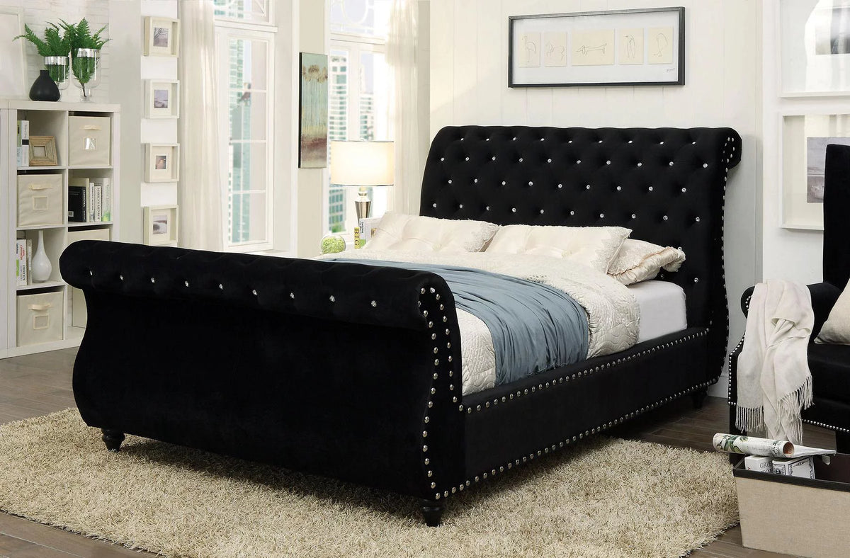 Black Solid Wood King Bed D232