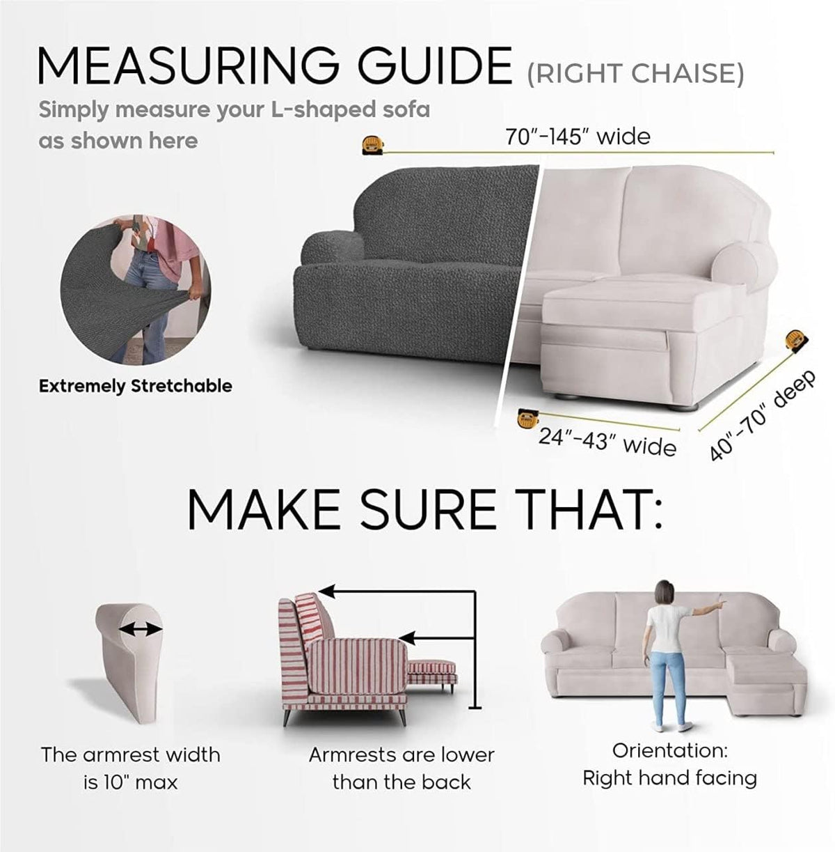 Blue Right-Facing Chaise Sectional Sofa Slipcover Z9018