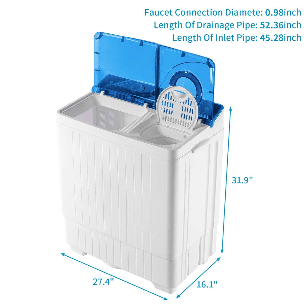 26 Lbs Twin Tub Portable Washing Machine with Wash and Spin Cycle C565