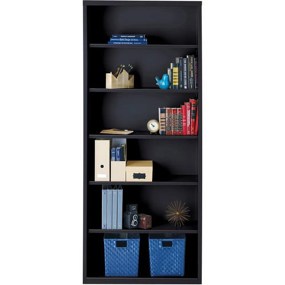 Black Steel 6 Shelf Bookcase Q261