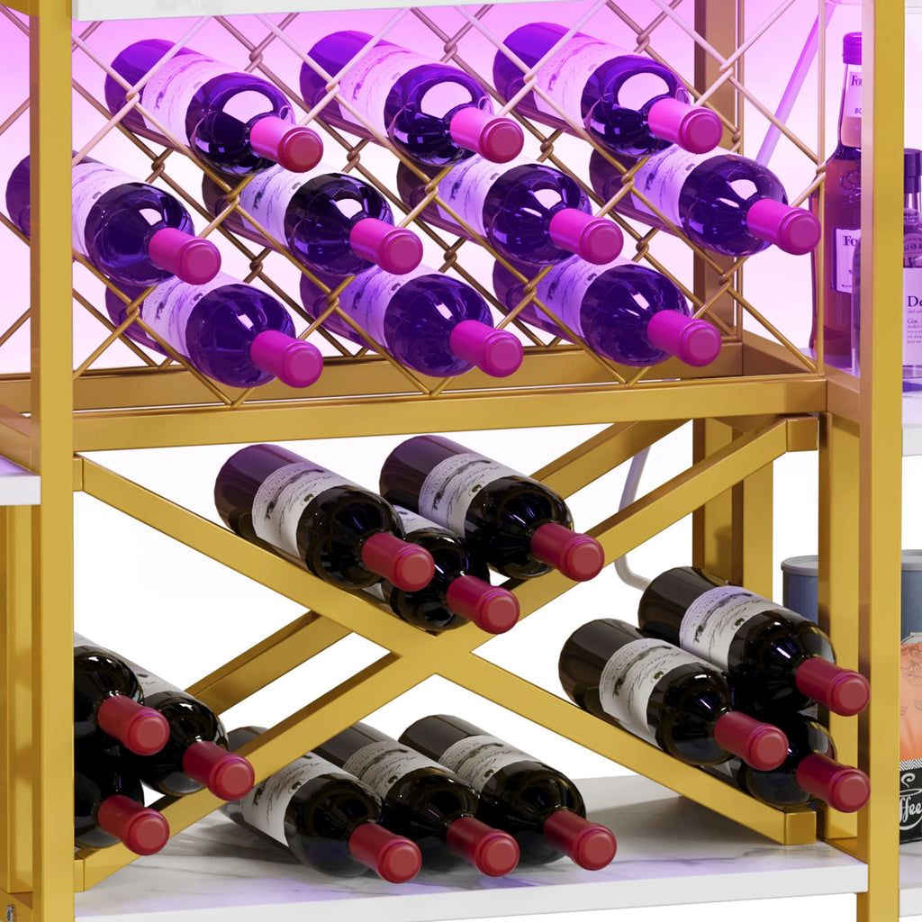 3-Tier Wine Cabinet with LED Lights and Power Outlets T5980