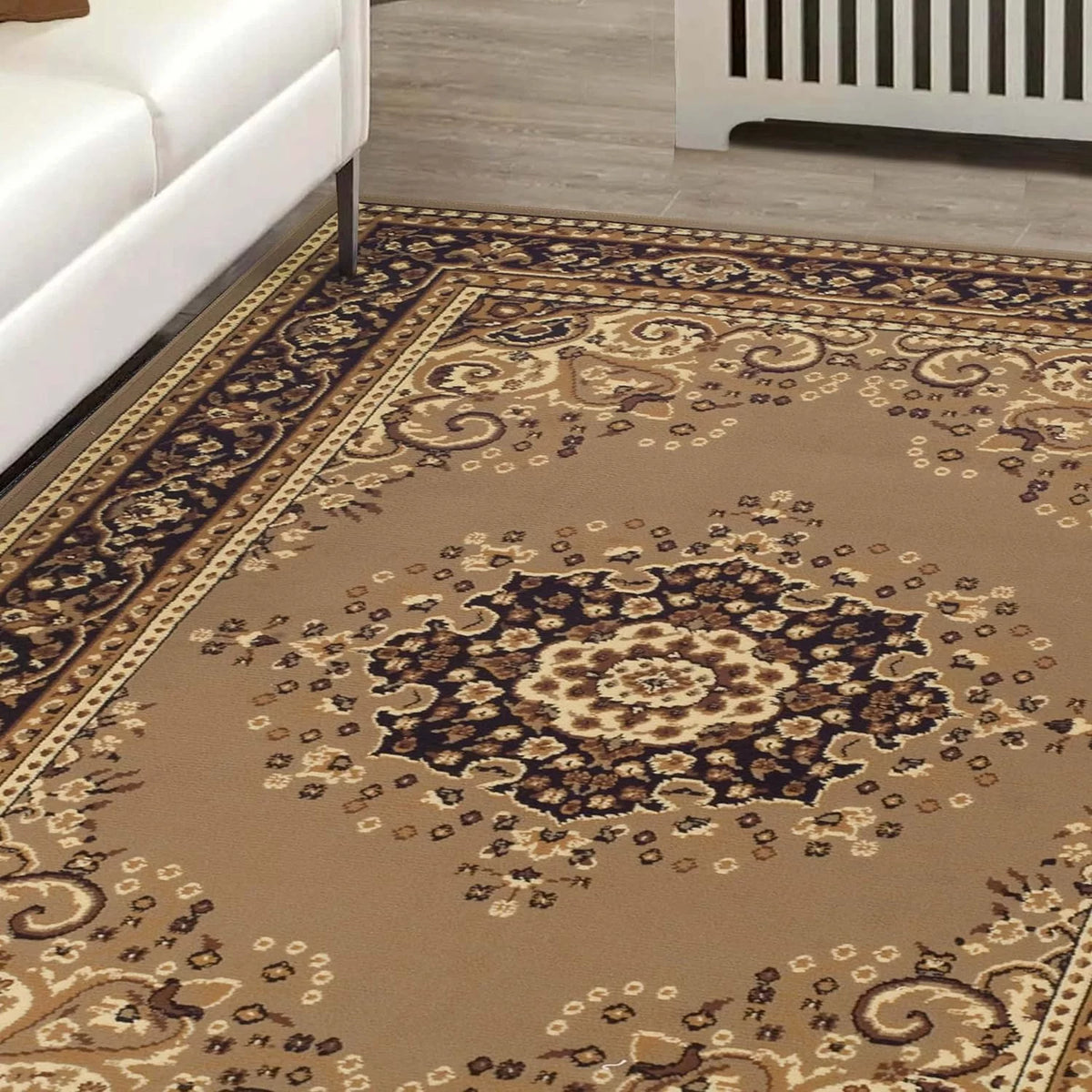 Brown 4' X 6' Floral Vines Area Rug F422512