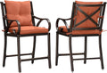 Navy Blue Cushion Cast Aluminum Outdoor Bar Stools Set of 2 U56302