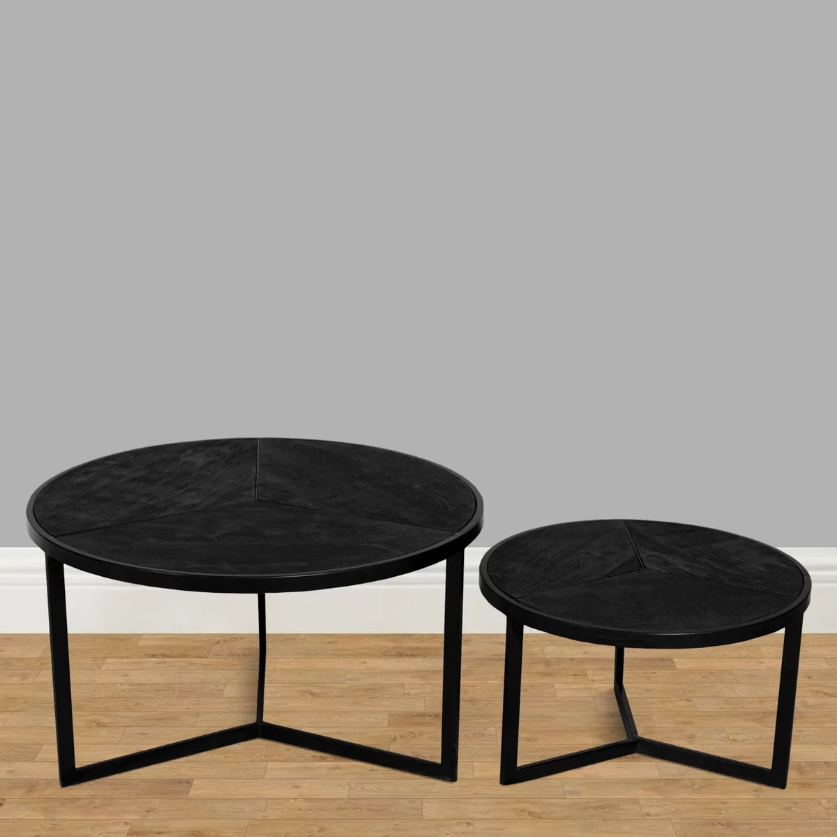 20 Inch Round Nesting Coffee Table Set Of 2 Mango Wood Z381329