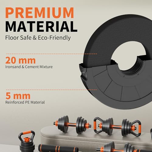 Adjustable Dumbbell Set, 30/50/70/90lbs, 4 in1 Dumbbell Barbell Kettlebell Push-Up Stand Weight Set, Set of 2 I86600