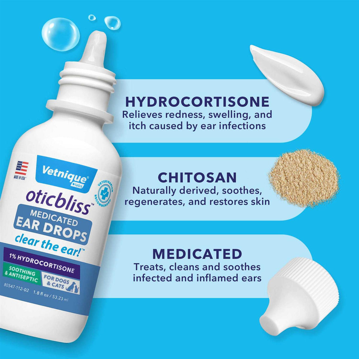 Medicated Ear Drops for Dogs & Cats with Hydrocortisone Q206244