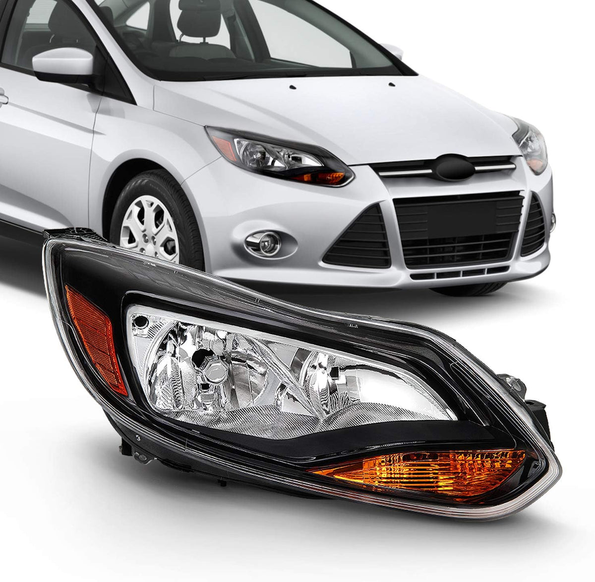 Black Trim Halogen Headlight Passenger Right Replacement Pack of 2 Z458