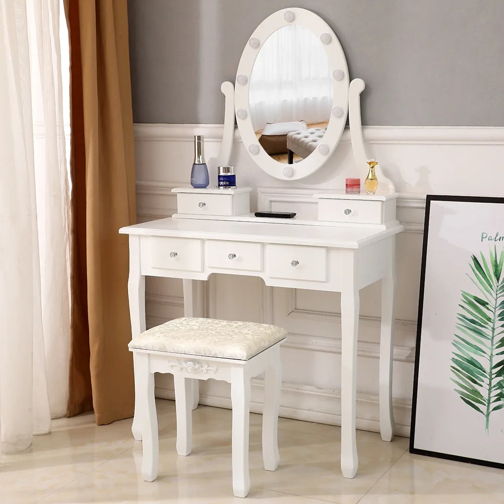 White 5 Drawer Dressing Table X41822
