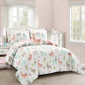 White/Blush 4pc Full/Queen Quilt Set Y5102