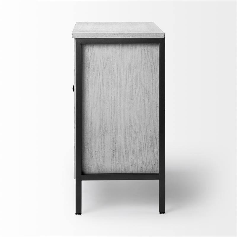 White Wood and Iron 2 Door Cabinet S9077