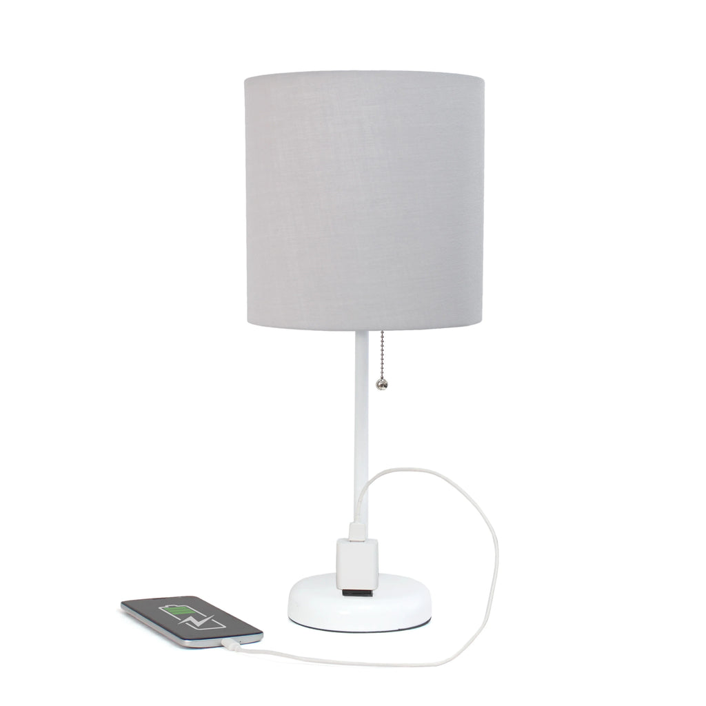 White Stick Lamp with Fabric Shade T895823