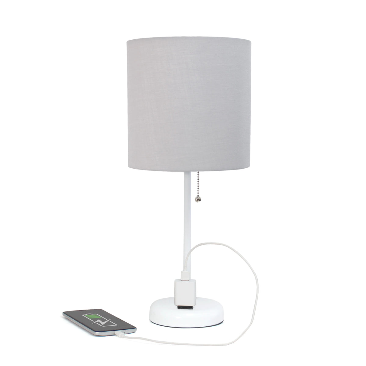 White Stick Lamp with Fabric Shade T895823
