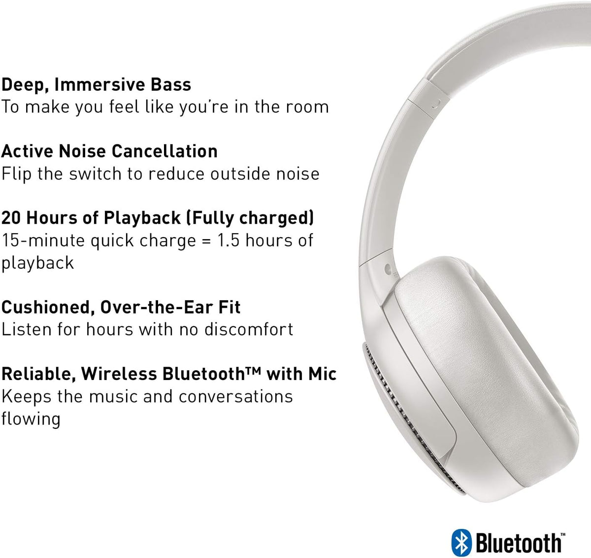 Sand Beige Wireless Bluetooth Noise Cancelling Headphones Pack of 2 K5087