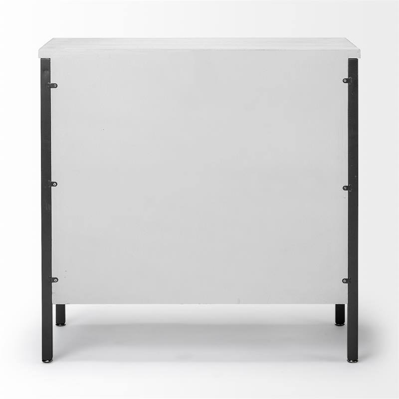 White Wood and Iron 2 Door Cabinet S9077