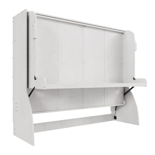 Antique White Full Size Murphy Bed with Desk and Storage Shelves H684511