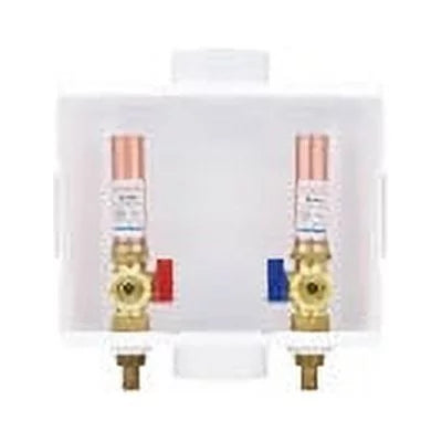 White 1/2 inch Crimp PEX Washing Machine Outlet Box with Hammer Arrestors K721