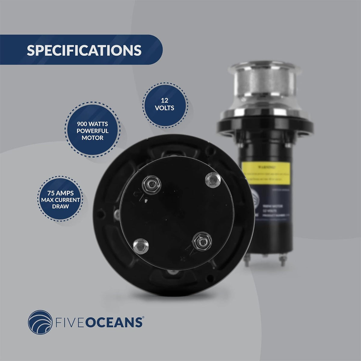 Arctic Capstan 900 Watts Vertical Mounted Winch AISI316 Stainless Steel 12 Volts H165691