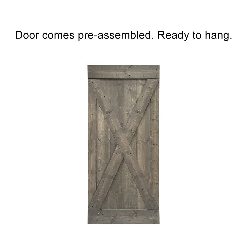 Ocean Blue Stained Wood Interior Sliding Barn Door with Hardware Kit S8650