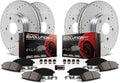 Front and Rear Carbon Fiber Brake Pads with Drilled & Slotted Brake Rotors Kit L115