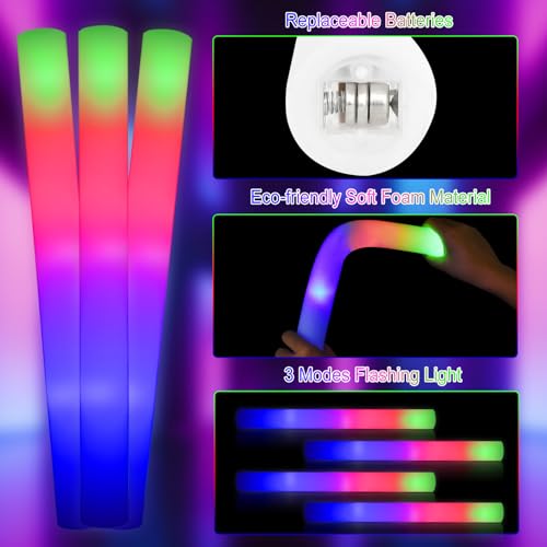 20 Pack LED Light Up Foam Glow Sticks W696