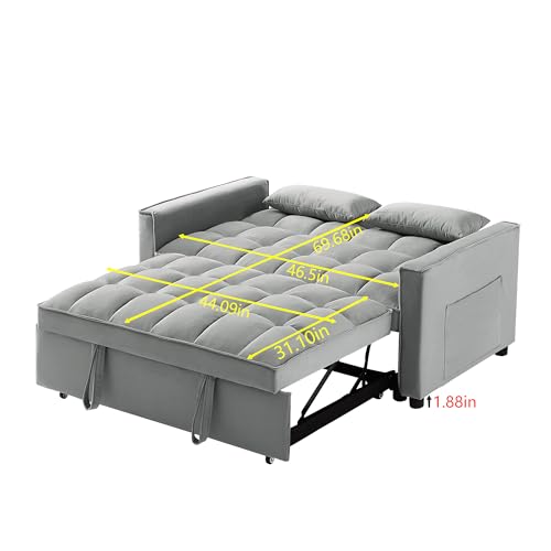 Black Velvet Convertible Sleeper Sofa with Pullout Bed C593