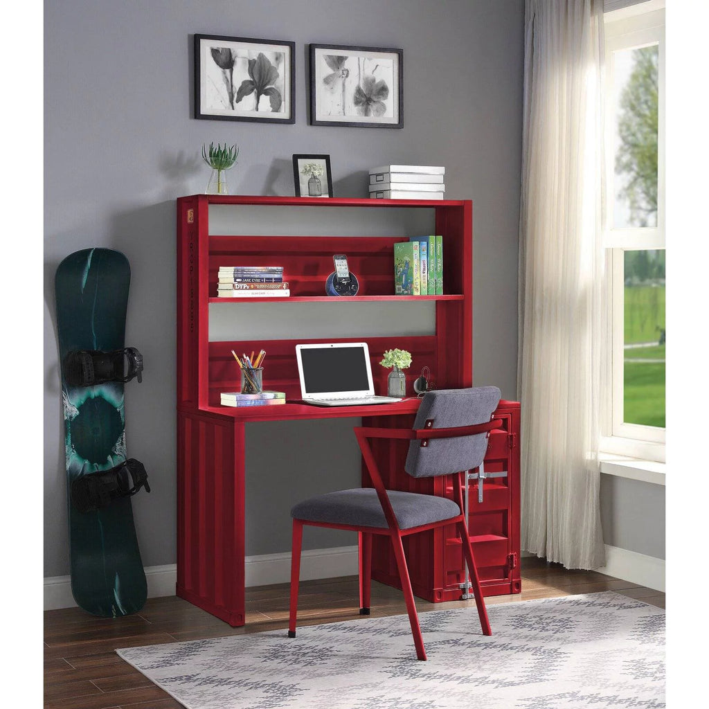 Metal Frame Desk and Hutch with Storage Base in Blue I693